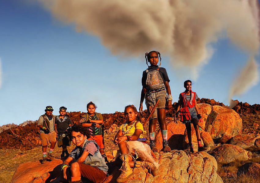 Thalu Poster Cast of Thalu in the outback with smoke in the background
