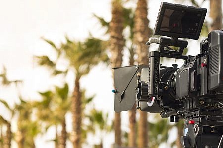 Film camera shooting outside