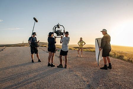 Cast and crew of Whale Shark Jack filming on location at Vlaming. Credit Violeta J Brosig, Blue Media Exmouth